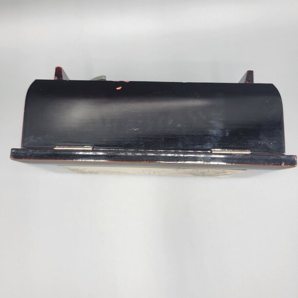 Vtg Lacquered Westland Music Jewelry Box Swan Floral Red Velvet Chopin Nocturne - Picture 7 of 16